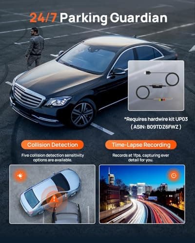 70mai 4K Dash Cam Front and Rear, Built in Wi-Fi 6 & GPS Car Camera, Super Night Vision, ADAS, 3'' IPS Screen, 24H Parking Mode, Time-Lapse, Loop Recording, with 128GB Card (A800SE) 5