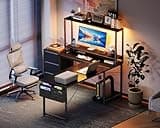 AODK L Shaped Desk Gaming Desk with LED Light & Power Outlet, 53 Inch Reversible L Shaped Computer Table with Shelf & Storage Bag & Hook for Home Office, Black 4