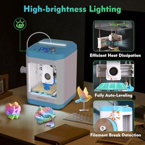 3D Printer for Kids and Beginners,Geeetech Mini 3D Printers with Auto Leveling,High Speed and Fully Open Source,Fully Assembled Direct Drive Extruder,for Home and School,Print Area 3.94×4.33×3.94 in 2