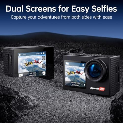 Hiicam Action Camera 4K 60FPS with Touch Screen 20MP Waterproof Camera Underwater 131FT with EIS for Snorkeling Helmet Bike 170° Wide Angle Remote WiFi 5XZoom 4