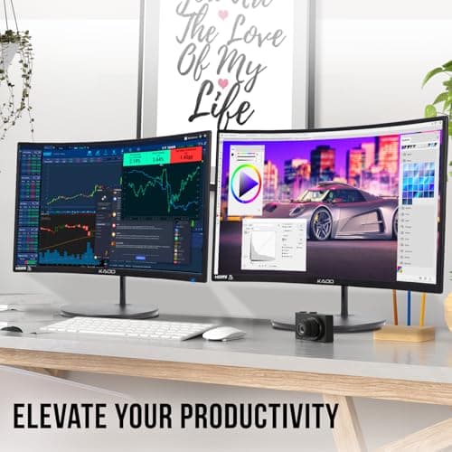 Kado Dual Monitor Setup - 2-Pack 24" Curved 1920x1080 Computer Monitor 1500R 75Hz VESA Mount HDMI Office Gaming Hybrid Built-in Speakers (C24X Dual Series) 2