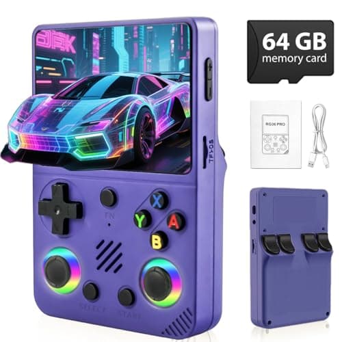 Colourbing RG36PRO Retro Video Game Console - Open Source System,3.5"IPS Screen,64G TF card,3000mAh Battery,Support 30,000+ Classic Retro Video Games for Teen or Partner - Gift for Christmas - Purple