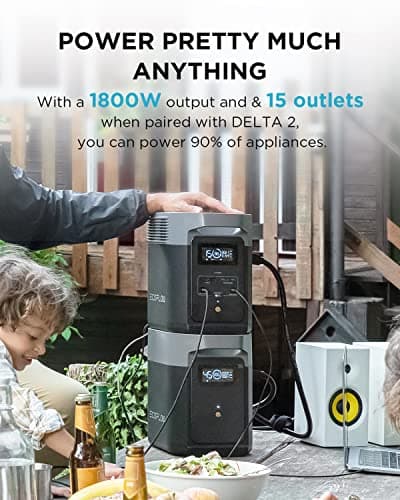 EF ECOFLOW Portable Power Station DELTA2 with Smart Extra Battery, Expand Capacity from 1024Wh to 2048Wh, Solar Generator for Home Backup, Emergency, Outdoor Camping 3