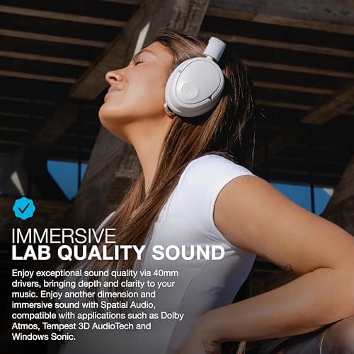 JLab JBuds Lux ANC Wireless Headphones, Cloud White, Hybrid Active Noise Cancelling, Customizable Sound, Spatial Audio Compatible, Premium Over-Ear Bluetooth Headset 2