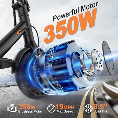 VOLPAM Electric Scooter, 350W/500W Powerful Motor, 8.5"/10" Solid Tires, 19/22Mph, 28/23/21/16 Miles Max Range, Dual Braking 3