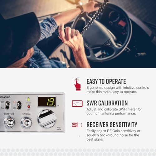 Cobra 29 LTD Classic AM/FM Professional CB Radio - Easy to Operate, Emergency Radio, Instant Channel 9, 4-Watt Output, Full 40 Channels, Adjustable Receiver and SWR Calibration, Black 4