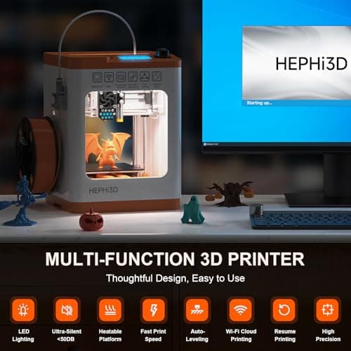 Upgraded Tina2S 3D Printer, HEPHI3D 3D Printers WiFi Cloud Printing Auto Bed Leveling, Fully Assembled Mini 3D Printers for Beginners, Silent Print, Fully Open Source DIY 3D Printer for Home, School 2