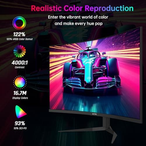 KTC 32 Inch 240Hz Curved Gaming Monitor, 2K 1440P Computer PC Monitor with 1000R 1ms Frameless, Adaptive Sync,122% sRGB, HDMI, DisplayPort, Tilt Adjustable, H32S25E 4