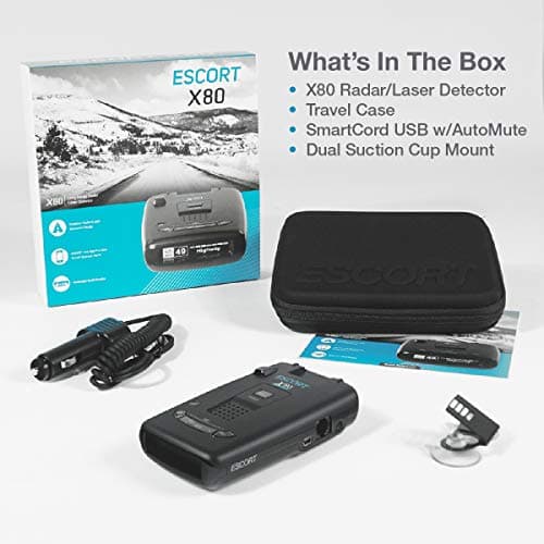 Escort X80 Laser Radar Detector - Extreme Long Range Early Alert Protection, False Alert Filter, Multi Color OLED Display, Crystal Clear Voice Alerts, Live Crowd Sourcing, Black 5