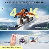 4K Digital Camera for Photography Autofocus, 2025 Latest 48MP Vlogging Camera for YouTube with SD Card, 2 Batteries, 3" 180°Flip Screen Compact Travel Camera for Teens with 16X Zoom (Off White) 2