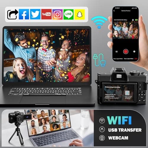8K Digital Cameras for Photography 64MP - 16X Zoom Autofocus, WiFi, 180° Flip Screen with Wide-Angle & Macro Lens, Vlogging Camera for YouTube Travel with 64GB TF Card, 2 Batteries & Mic (Black) 5