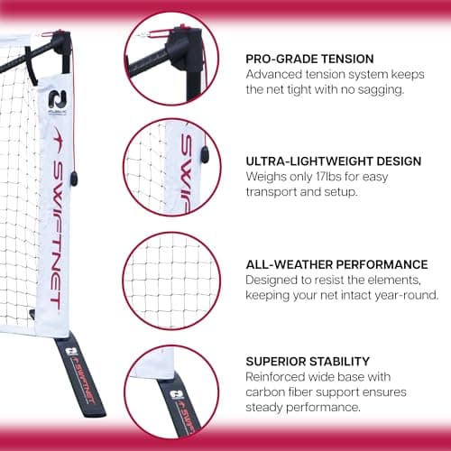 Swiftnet 2.1 Portable Pickleball net System - Durable and Lightweight Pickle Ball Net for Indoor and Outdoor Use Pickleball Nets for Competitive and Recreational Play 2