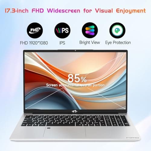 NIMO 17.3" IPS FHD-Student-Laptop, Intel 6 Cores i3-1215U 16GB RAM 512GB SSD (Beat 5 7520U, Up to 4.4GHz) Computer with 65W Type C Fingerprint Backlit Keyboard Wi-Fi 6 BT5.2, for Home and Business 3