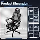 DL-win Gaming Chairs for Adults, Computer Chair with Footrest and High Back, Big and Tall Gamer Chair's with Massage Lumbar Support, 360° Swivel Height Adjustable Gaming Chair, Grey 3