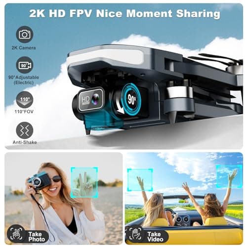 GPS Drone with Camera for Adults - 2K HD Camera FPV Live Video, GPS Drone with Auto Return, Brushless Motor, Foldable Quadcopter, Follow Me, Headless Mode Remote Control for Kids Toys Gifts or Beginners 2