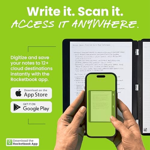 Rocketbook Pro Smart Reusable Notebook, Lined & Dotted Interchangeable Pages, For Work and Business Meetings, Executive 7x9, Black 5