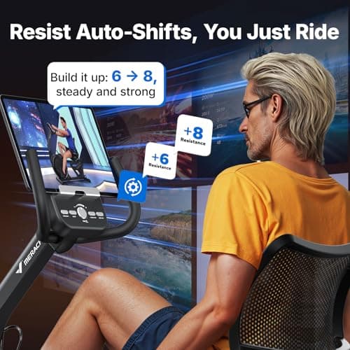 MERACH Recumbent Exercise Bikes for home, Light Commercial Recumbent Exercise Bike for Seniors Adults, Magnetic Recumbent Stationary Bike with Exclusive Apps, LCD, Heart Rate Handle 3