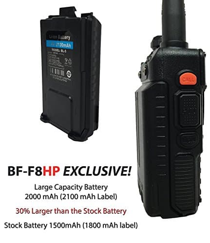 BAOFENG BF-F8HP (UV-5R 3rd Gen) 8-Watt Dual Band Two-Way Radio (136-174MHz VHF & 400-520MHz UHF) Includes Full Kit with Large Battery 2
