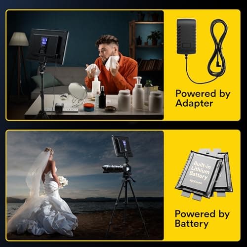 RALENO 19.5W LED Video Soft Light Panel, 650Lux/m Camera Panel Light Built-in 8000mAh Battery, CRI>95 2500-6500K Photography Studio Lights for TikTok YouTube Video Recording Photography Streaming 5