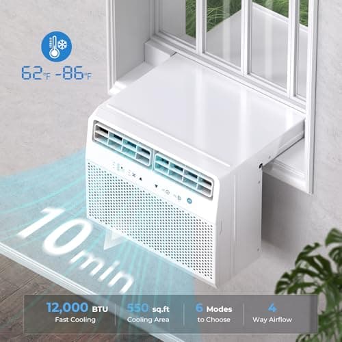 Antarctic Star U-Shaped Window Air Conditioner, 12000BTU Quiet Air Conditioner Window Unit, Cools up to 550 Sq. Ft, Saddle Window AC Units with Full Window View, Energy Saving, 6 Modes, CEER 10.5 4