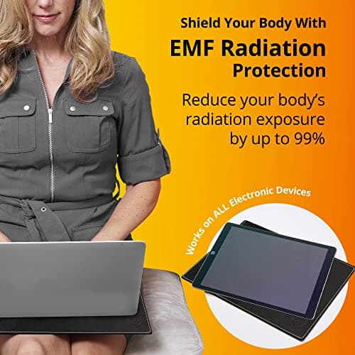 Shield Your Body - Laptop Lap Pad with SaferBody™, Anti Radiation Shield & Heat Shield Pad, EMF Blocker Laptop Pad for Up to 14in.Wide Device (13.8 x 10.7 inches), Jet Black PU Leather Color 3