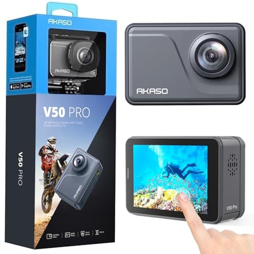 AKASO V50 Pro Native 4K30fps 20MP WiFi Action Camera with EIS Touch Screen 100 feet Waterproof Camera Web Camera Support External Mic Remote Control Sports Camera with Helmet Accessories Kit