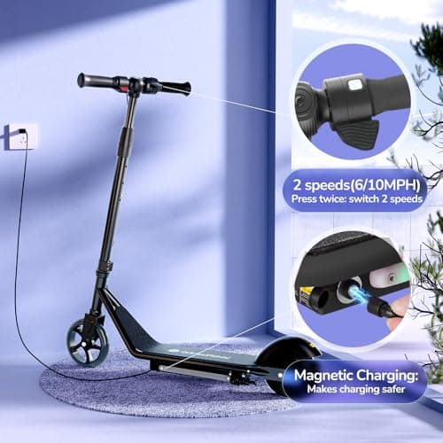 isinwheel Electric Scooter for Kids Ages 6-12, 150W Motor, 6/10 MPH Speeds, Colorful Lights, Adjustable Height, Kids Electric Scooter with Dual Brake & Thumb Throttle— Great Gift for Boys & Girls 2