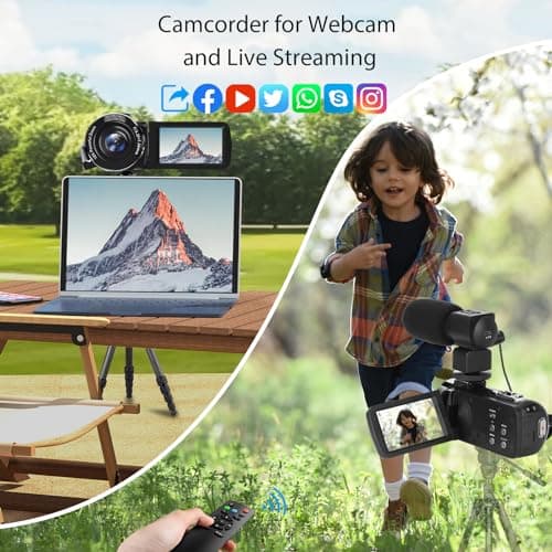 Video Camera, 8K Camcorder 48MP 15FPS UHD WiFi Vlogging Camera with IR Night Vision for YouTube, 3" Touch Screen 18X Digital Zoom, with Fill Light, Mic, Stabilizer, Lens Hood, Remote and 2 Batteries 4