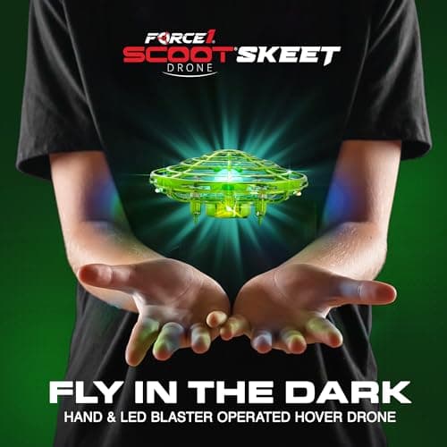 Force1 Scoot Skeet Mini Drone Electronic Shooting Game for Kids (Drone Only) - Hand Drones for Kids Compatible with Scoot Skeet LED Blaster, Electronic Target Game Indoor Flying Ball Toy (Green) 5
