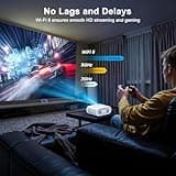 Smart Projector, HOMPOW UHD 4K Projector with WiFi and Bluetooth, Built-in Streaming System Outdoor Projector, Home Cinema Projector for iOS/Android 5