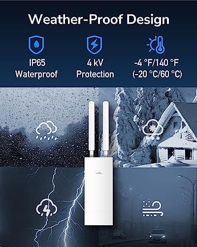 Cudy Unlocked Outdoor 4G LTE Cat 4 Modem Router with SIM Card Slot, AC1200 WiFi, EC25, IP65, Detachable Antennas, Passive PoE Adapter Included, Pole or Wall mounting, DDNS, VPN, LT500 Outdoor 4