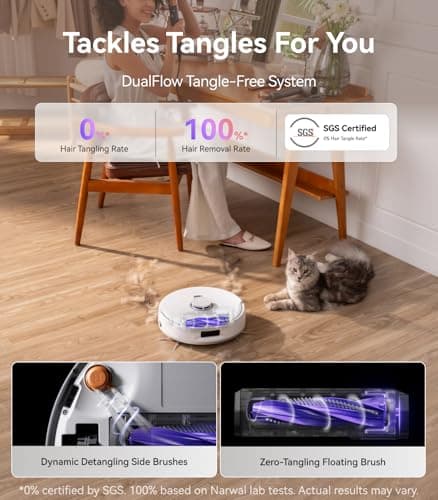 NARWAL Freo Z10 Robot Vacuum and Mop Combo, Tangle Free Robot Mop, 15,000Pa Suction, Adapts to Hard-to-Reach Areas, Self-Emptying, Mop Washing & Drying, Obstacle Avoidance, for Pet Hair & Hard Floor 3