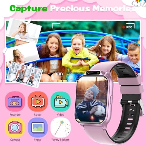 Smart Watch for Kids, 1.85" Fitness Tracker with Heart Rate, Sleep Monitor, IP68 Waterproof Smartwatches with Video Music, Pedometer, Game, NO APP/Phone, Gift for Boys Girls. (Classic, Pink) 3