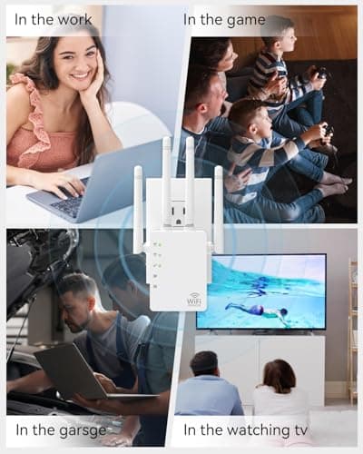 WiFi Extender Signal Booster with 1200Mbps Dual Band (Covers Up to 12880 Sq.ft for 105+ Devices), WiFi Booster with 4 Antennas 360° Coverage, WiFi Repeater with 1 - Tap Setup & Ethernet Port 5