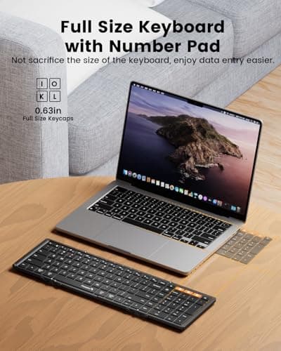 ProtoArc Backlit Foldable Keyboard, XK01 Plus Folding Portable Bluetooth Keyboard for Travel, True Full Size External Wireless Keyboards with Backlight for iPad Tablet Smartphone Laptop - Black 5