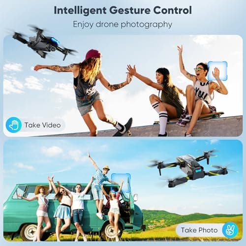 Flymevac Drone with Camera, Dual 720HD, Drone for Kids with Cool Lights, Cestures Control, Vertical Shooting, Waypoint Flight, Gravity Control, 3D Flip, 3-Speeds, Drones for Adults, Beginners, Kids 2