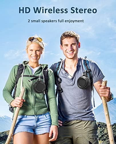 Kunodi Outdoor Waterproof Bluetooth Speaker, Wireless Portable Mini Shower Travel Speaker with Subwoofer, Enhanced Bass, Built in Mic for Sports, Pool, Beach, Hiking, Camping 4