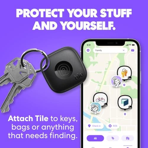 Tile by Life360 Mate - Bluetooth Tracker, Keys Finder and Item Locator for Keys, Bags and More. Phone Finder. Both iOS and Android Compatible. 1-Pack (Pink Punch) 2