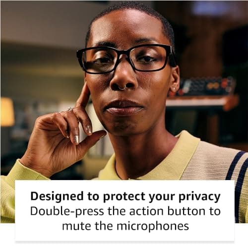 Amazon Echo Frames (newest model), Smart glasses with Alexa+ Early Access, Rectangle frames in Classic Black with blue light filtering lenses 3