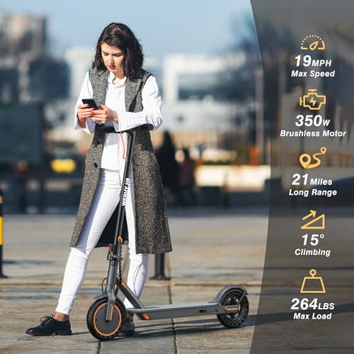 WERHY Electric Scooter, 350W/500W Motor, Top Speed 19/22 mph, Max 16/23/28Miles Ranges, Foldable E Scooter for Adults (8.5''-350W-19Mph) 5
