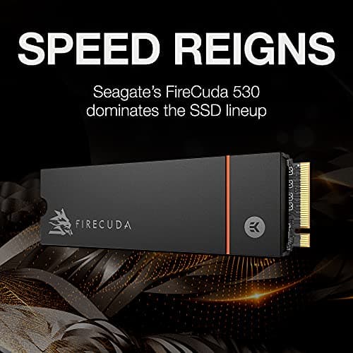Seagate FireCuda 530 1TB Solid State Drive - M.2 PCIe Gen4 Ã—4 NVMe 1.4, PS5 Internal SSD, speeds up to 7300MB/s, 3D TLC NAND, 1275 TBW, 1.8M MTBF, Heatsink, Rescue Services (ZP1000GM3A023) 2