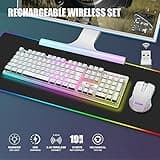 RedThunder K10 Wireless Gaming Keyboard and Mouse Combo, LED Backlit Rechargeable 3800mAh Battery, Mechanical Feel Anti-ghosting Keyboard + 7D 3200DPI Mice for PC Gamer (White) 2
