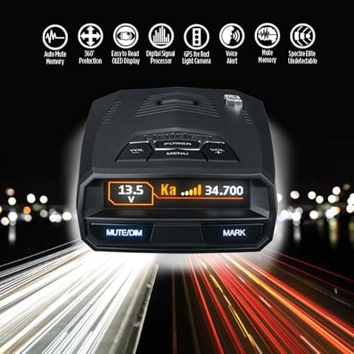 UNIDEN R4 Extreme Long-Range Laser/Radar Detector, Record Shattering Performance, Built-in GPS w/AUTO Mute Memory, Voice Alerts, Red Light & Speed Camera Alerts, Multi-Color OLED Display, Black 3