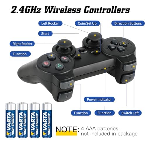 Retro Game Console, Wireless Retro Game Console, Built-in 9 Emulators, 4K HDMI Output, Dual 2.4GHz, Built-in 24500 Games, Plug and Play Video Games, Black 4