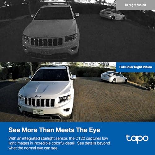 Tapo TP-Link 2K QHD Security Camera, Indoor/Outdoor, 𝟮𝟬𝟮𝟰 𝗣𝗖𝗠𝗮𝗴 𝗘𝗱𝗶𝘁𝗼𝗿'𝘀 𝗖𝗵𝗼𝗶𝗰𝗲, Color Night Vision, Free Person/Pet/Vehicle Detection, Invisible IR Mode, SD Storage, C120 2