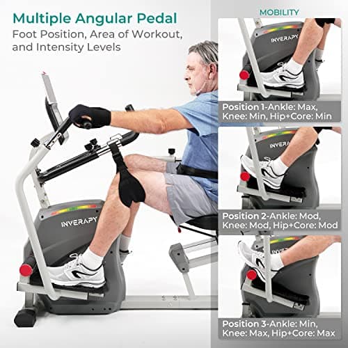 Inverapy by Innova RCT2025 Recumbent Cross Trainer with Swivel Seat & Leg Harness, White/Gray/Black 3