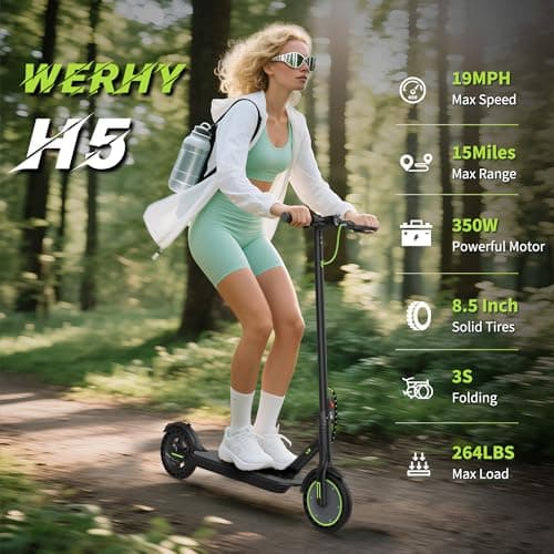 Electric Scooter with Dual Suspension, 10"/8.5" Solid Tire, 750W/500W/350W Powerful Motor & 19/22 MPH Top Speed, 28/25/22/16 Miles Long Range, Folding E Scooter with Dual Braking for Teens and Adults 2