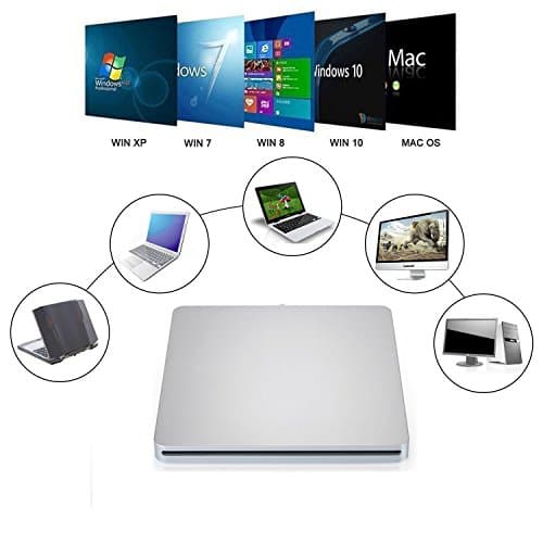VikTck USB-C Superdrive External DVD/CD Reader and DVD/CD Burner for Apple-MacBook Air/Pro/iMac/Mini/MacBook Pro/ASUS/ASUS/DELL Latitude with USB-C Port Plug and Play(Silver) 4