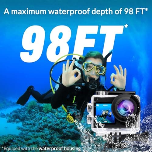 icefox i8 Action Camera with 4K 60FPS 20MP, 5X Zoom, Underwater Waterproof Camera with Optimized EIS, Video & Photo Editing by Snap Pro App, WiFi Remote Control for Diving, Cycling and Vlogging 3