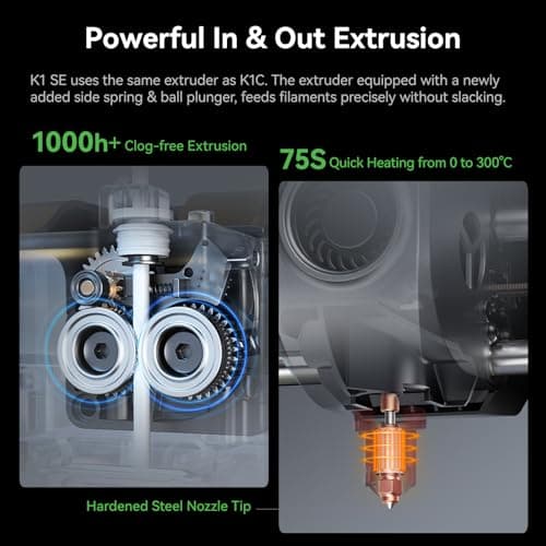 Creality K1 SE 3D Printer, 600mm/s High-Speed Hands-Free Auto Leveling Flagship-Level Direct Extruder Quick-swap Tri-Metal Nozzle K1 Upgrade 3D Printer, Print Size 250x220x220mm 4